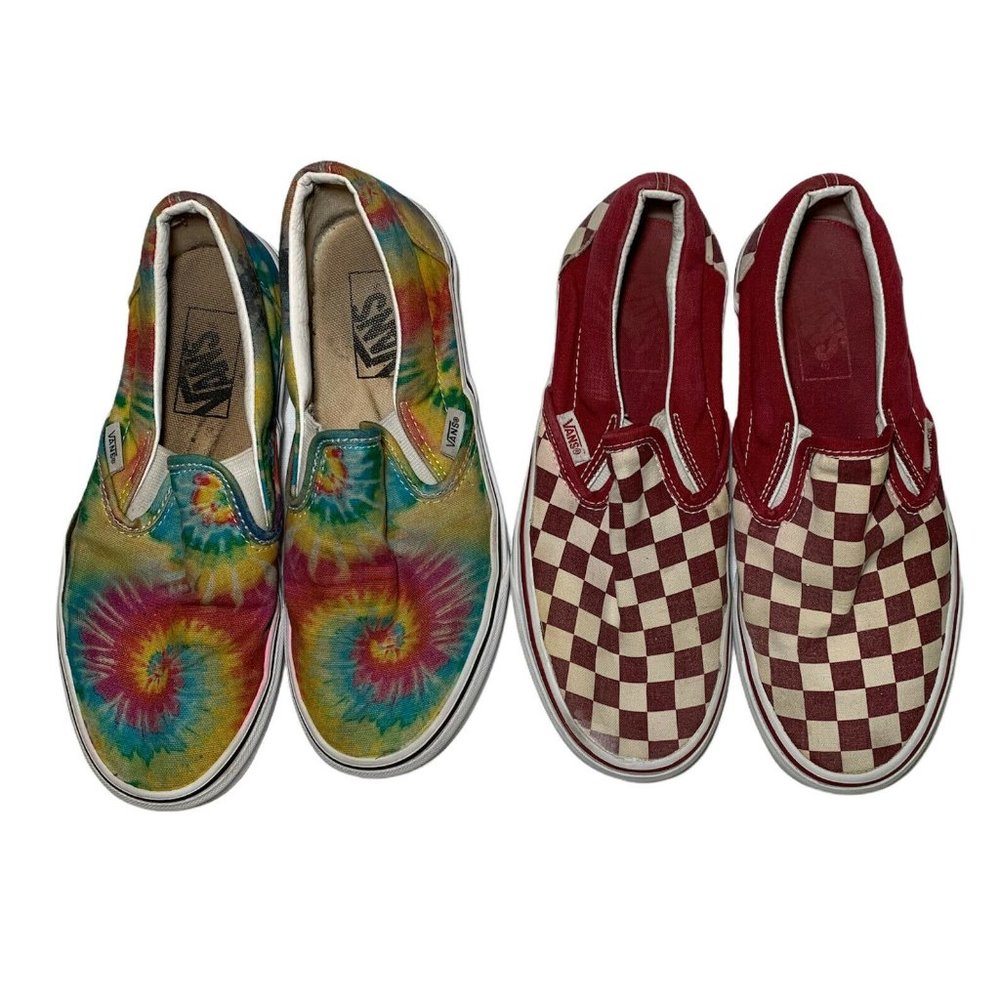 Vans Slip On Tye Dye And Checkerboard